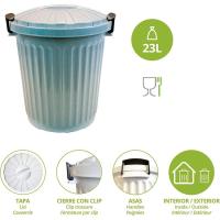 Cubo de basura Oscar granito, capacidad de 23 litros DENOX, Ø345x405 mm