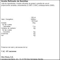 Aceite de semillas Fenómeno LA MASÍA, botella 1 litro