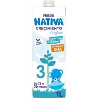 NESTLÉ junior 1+ hazkuntzako esne original azukregabea, brika 1 l