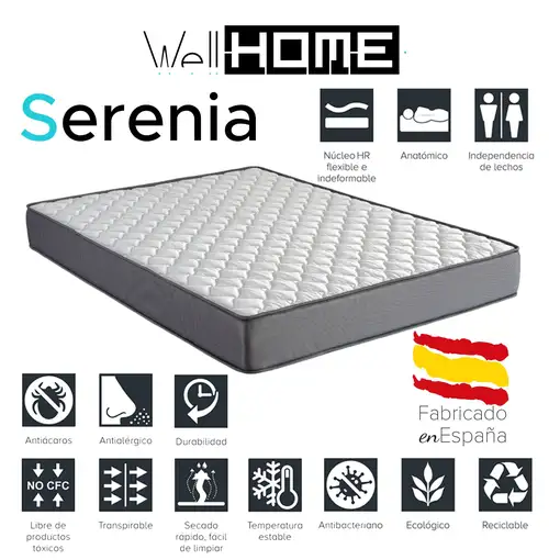 Colchón SERENIA , 35x190cm (17cm), Transpirable, Adaptable, Atérmico
