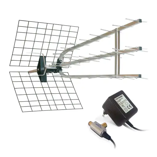 Antena exterior 5G triple amplificada 45 dB - 694 MHz Metronic 415052